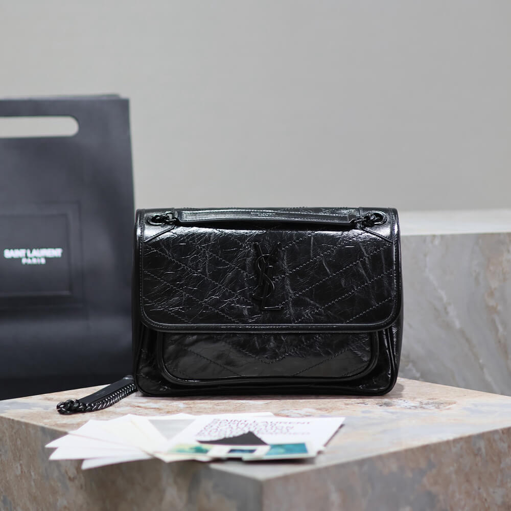 SAINT LAURENT NIKI MEDIUM IN CRINKLED VINTAGE LEATHER(HIGH-END GRADE)